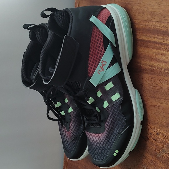 Ryka Womens 9.5 Devotion XT Mid Top Training Shoe Pink Black Teal Mesh Sneakers - Picture 3 of 10